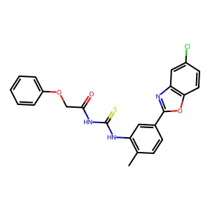 N-[[5-(5-chloro-1,3-benzoxazol-2-yl)-2-methylphenyl]carbamothioyl]-2-phenoxyacetamide structure