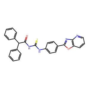 N-[[4-([1,3]oxazolo[4,5-b]pyridin-2-yl)phenyl]carbamothioyl]-2,2-diphenylacetamide structure
