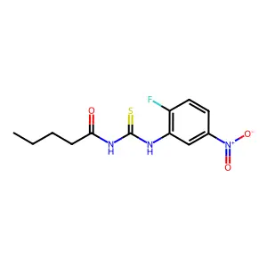 N-[(2-fluoro-5-nitrophenyl)carbamothioyl]pentanamide structure