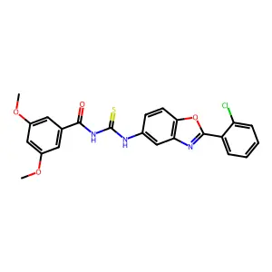 N-[[2-(2-chlorophenyl)-1,3-benzoxazol-5-yl]carbamothioyl]-3,5-dimethoxybenzamide structure