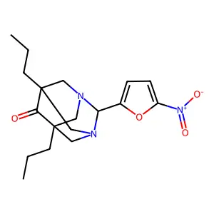 2-(5-Nitrofuran-2-yl)-5,7-dipropyl-1,3-diazaadamantan-6-one structure
