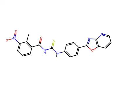 2-methyl-3-nitro-N-[[4-([1,3]oxazolo[4,5-b]pyridin-2-yl)phenyl]carbamothioyl]benzamide structure