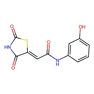2-(2,4-dioxo-1,3-thiazolidin-5-ylidene)-N-(3-hydroxyphenyl)acetamide structure