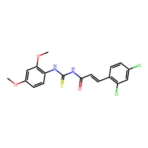(E)-3-(2,4-dichlorophenyl)-N-[(2,4-dimethoxyphenyl)carbamothioyl]prop-2-enamide structure