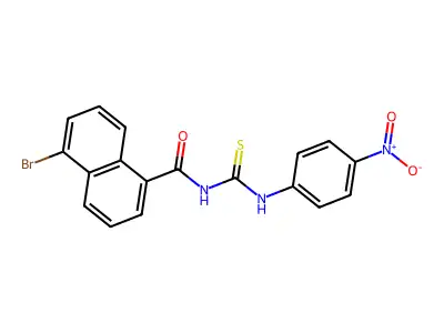 5-bromo-N-[(4-nitrophenyl)carbamothioyl]naphthalene-1-carboxamide structure