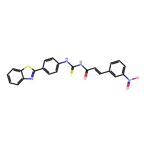 (2E)-N-{[4-(1,3-benzothiazol-2-yl)phenyl]carbamothioyl}-3-(3-nitrophenyl)prop-2-enamide structure