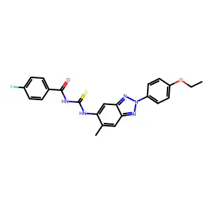 N-[[2-(4-ethoxyphenyl)-6-methylbenzotriazol-5-yl]carbamothioyl]-4-fluorobenzamide structure