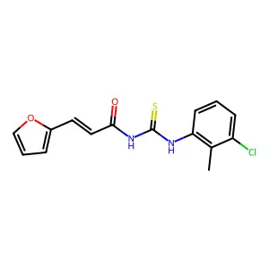 (E)-N-[(3-chloro-2-methylphenyl)carbamothioyl]-3-(furan-2-yl)prop-2-enamide structure