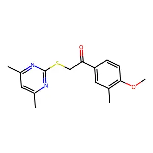 2-(4,6-Dimethylpyrimidin-2-yl)sulfanyl-1-(4-methoxy-3-methylphenyl)ethanone structure