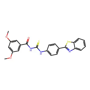 N-[[4-(1,3-benzothiazol-2-yl)phenyl]carbamothioyl]-3,5-dimethoxybenzamide structure