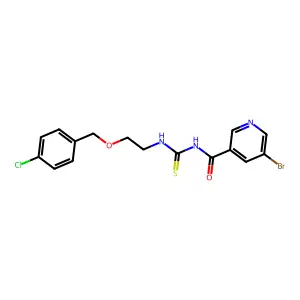5-bromo-N-((2-((4-chlorobenzyl)oxy)ethyl)carbamothioyl)nicotinamide structure