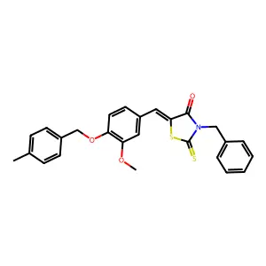 (5E)-3-benzyl-5-[[3-methoxy-4-[(4-methylphenyl)methoxy]phenyl]methylidene]-2-sulfanylidene-1,3-thiazolidin-4-one structure