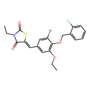5-[[3-Bromo-5-ethoxy-4-[(2-fluorophenyl)methoxy]phenyl]methylene]-3-ethyl-2,4-thiazolidinedione structure