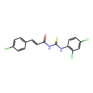 (E)-3-(4-chlorophenyl)-N-[(2,4-dichlorophenyl)carbamothioyl]prop-2-enamide structure