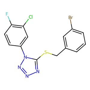 5-[(3-bromobenzyl)sulfanyl]-1-(3-chloro-4-fluorophenyl)-1H-tetraazole structure