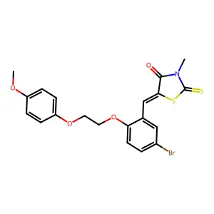(5Z)-5-[[5-bromo-2-[2-(4-methoxyphenoxy)ethoxy]phenyl]methylidene]-3-methyl-2-sulfanylidene-1,3-thiazolidin-4-one structure