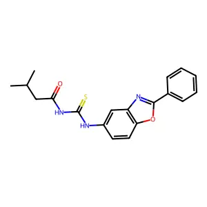 3-methyl-N-[(2-phenyl-1,3-benzoxazol-5-yl)carbamothioyl]butanamide structure