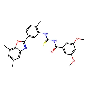 N-[[5-(5,7-dimethyl-1,3-benzoxazol-2-yl)-2-methylphenyl]carbamothioyl]-3,5-dimethoxybenzamide structure