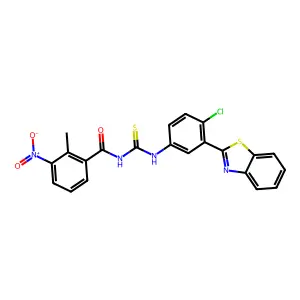 N-[[3-(1,3-benzothiazol-2-yl)-4-chlorophenyl]carbamothioyl]-2-methyl-3-nitrobenzamide structure