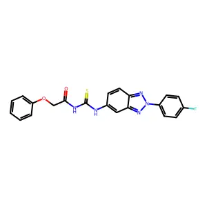 N-[[2-(4-fluorophenyl)benzotriazol-5-yl]carbamothioyl]-2-phenoxyacetamide structure