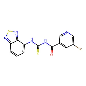 N-(2,1,3-benzothiadiazol-4-ylcarbamothioyl)-5-bromopyridine-3-carboxamide structure