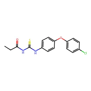 N-[[4-(4-chlorophenoxy)phenyl]carbamothioyl]propanamide structure