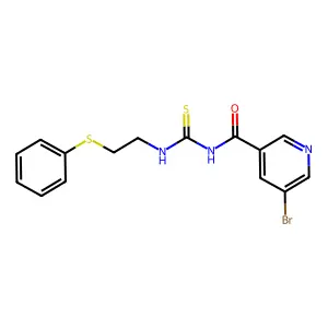 5-bromo-N-(2-phenylsulfanylethylcarbamothioyl)pyridine-3-carboxamide structure
