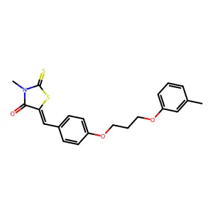 (5E)-3-methyl-5-{4-[3-(3-methylphenoxy)propoxy]benzylidene}-2-thioxo-1,3-thiazolidin-4-one structure