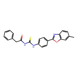 N-[[4-(6-methyl-1,3-benzoxazol-2-yl)phenyl]carbamothioyl]-2-phenylacetamide structure