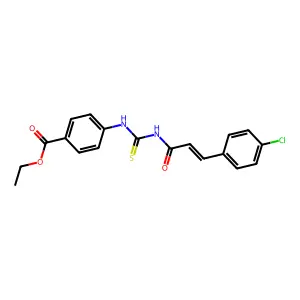 ethyl 4-({[(2E)-3-(4-chlorophenyl)prop-2-enoyl]carbamothioyl}amino)benzoate structure