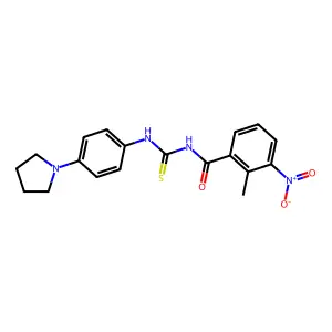 2-methyl-3-nitro-N-[(4-pyrrolidin-1-ylphenyl)carbamothioyl]benzamide structure