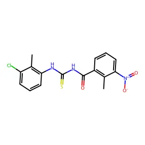 N-[(3-chloro-2-methylphenyl)carbamothioyl]-2-methyl-3-nitrobenzamide structure