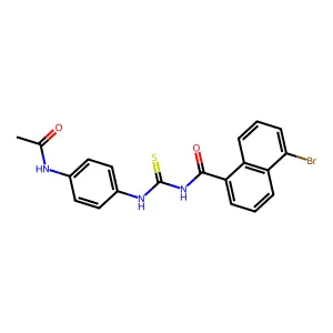 N-[(4-acetamidophenyl)carbamothioyl]-5-bromonaphthalene-1-carboxamide structure