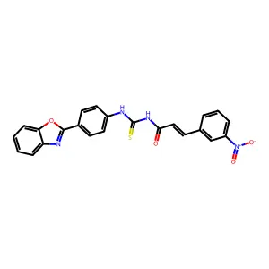(2E)-N-{[4-(1,3-benzoxazol-2-yl)phenyl]carbamothioyl}-3-(3-nitrophenyl)prop-2-enamide structure