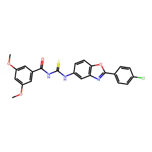 N-[[2-(4-chlorophenyl)-1,3-benzoxazol-5-yl]carbamothioyl]-3,5-dimethoxybenzamide structure