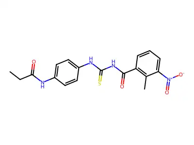 2-methyl-3-nitro-N-[[4-(propanoylamino)phenyl]carbamothioyl]benzamide structure