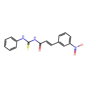 (E)-3-(3-nitrophenyl)-N-(phenylcarbamothioyl)prop-2-enamide structure