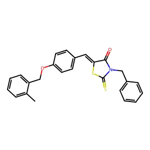 (5E)-3-benzyl-5-{4-[(2-methylbenzyl)oxy]benzylidene}-2-thioxo-1,3-thiazolidin-4-one structure