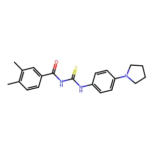 3,4-dimethyl-N-[(4-pyrrolidin-1-ylphenyl)carbamothioyl]benzamide structure