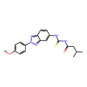 N-[[2-(4-methoxyphenyl)benzotriazol-5-yl]carbamothioyl]-3-methylbutanamide structure