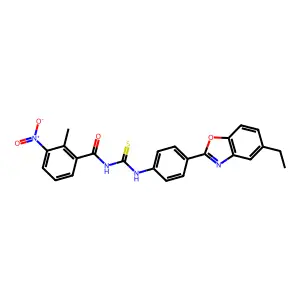 N-[[4-(5-ethyl-1,3-benzoxazol-2-yl)phenyl]carbamothioyl]-2-methyl-3-nitrobenzamide structure