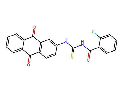 N-[(9,10-dioxoanthracen-2-yl)carbamothioyl]-2-fluorobenzamide structure