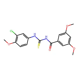 N-[(3-chloro-4-methoxyphenyl)carbamothioyl]-3,5-dimethoxybenzamide structure