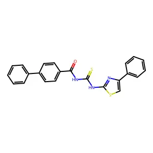 4-phenyl-N-[(4-phenyl-1,3-thiazol-2-yl)carbamothioyl]benzamide structure