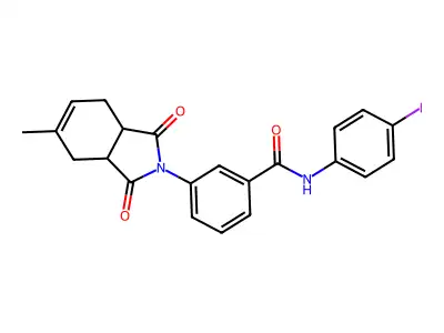 N-(4-iodophenyl)-3-(5-methyl-1,3-dioxo-1,3,3a,4,7,7a-hexahydro-2H-isoindol-2-yl)benzamide structure