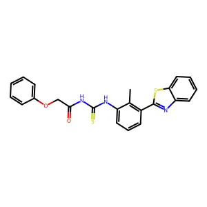 N-[[3-(1,3-benzothiazol-2-yl)-2-methylphenyl]carbamothioyl]-2-phenoxyacetamide structure