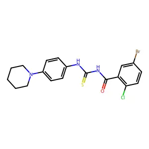 5-bromo-2-chloro-N-[(4-piperidin-1-ylphenyl)carbamothioyl]benzamide structure
