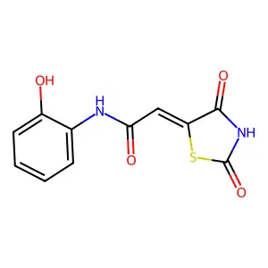 2-(2,4-dioxo-1,3-thiazolidin-5-ylidene)-N-(2-hydroxyphenyl)acetamide structure