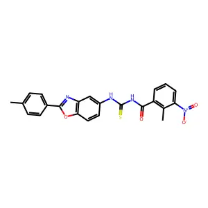 2-methyl-N-[[2-(4-methylphenyl)-1,3-benzoxazol-5-yl]carbamothioyl]-3-nitrobenzamide structure