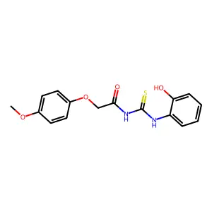 N-[(2-hydroxyphenyl)carbamothioyl]-2-(4-methoxyphenoxy)acetamide structure